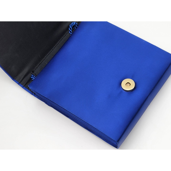 Vintage 1970s Cora Jacobs Electric Blue Satin Bag with Rope Strap - Picture 9 of 14